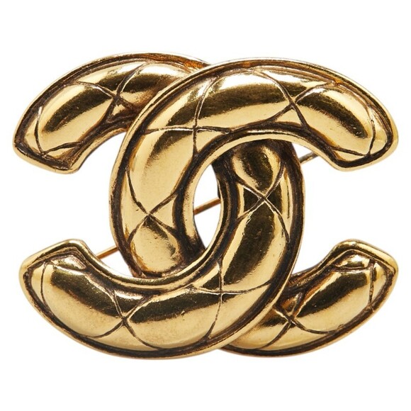 CHANEL Jewelry - CHANEL Green Logo Brooch